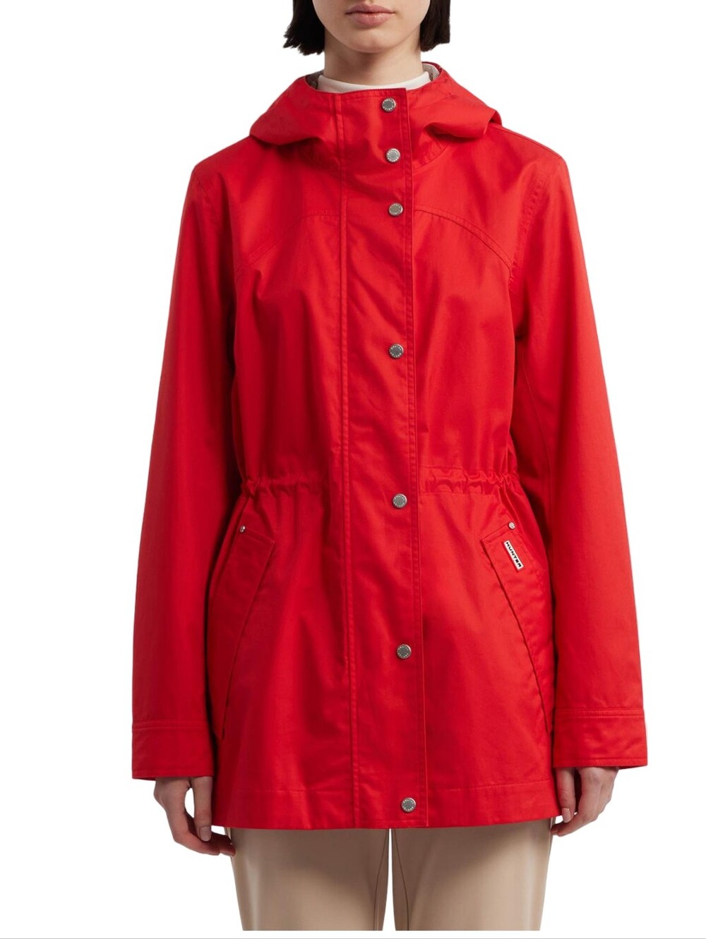 Hunter Adela Red Hooded Rain Jacket Women's Large NWT